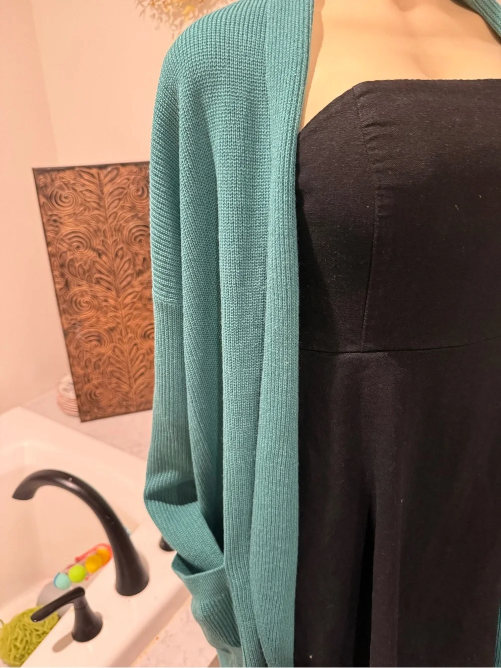 Staccato Teal Open Front Cardigan • Size Medium • Fits Up to Large